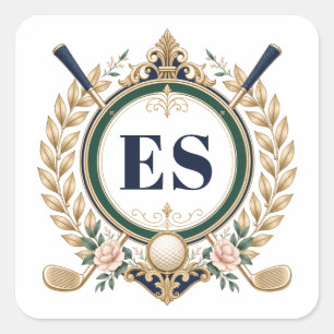 Sticker Carré Femmes Élégantes Monogramme de Golf