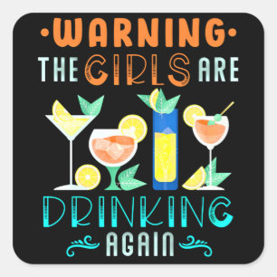 Sticker Carré Femmes Party Cocktail Alcool bières filles