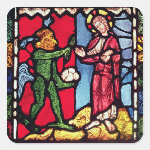 Sticker Carré Fenêtre de la cathédrale de Troyes montrant la Tem