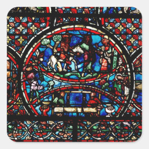 Sticker Carré Fenêtre dépeignant le bon Samaritain