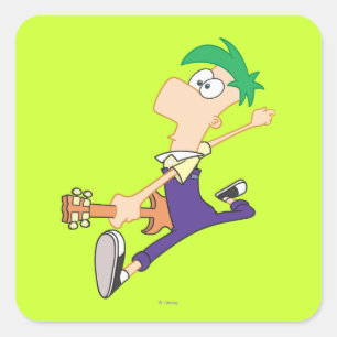 Sticker Carré Ferb Rocking Out avec guitare