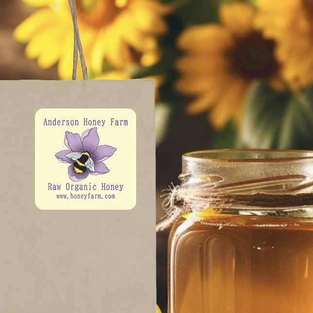 Sticker Carré Ferme d'abeilles miel Lavande jaune (Créateur téléchargé)