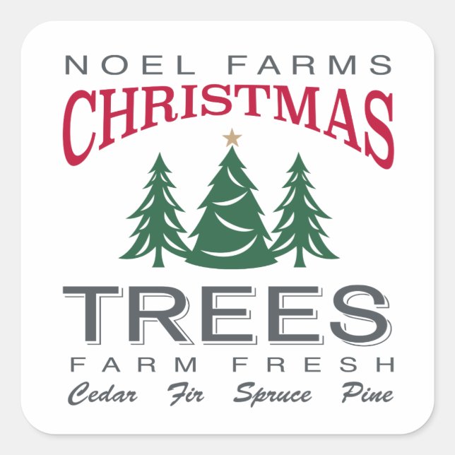 STICKER CARRÉ FERME D'ARBRES DE NOËL (Devant)