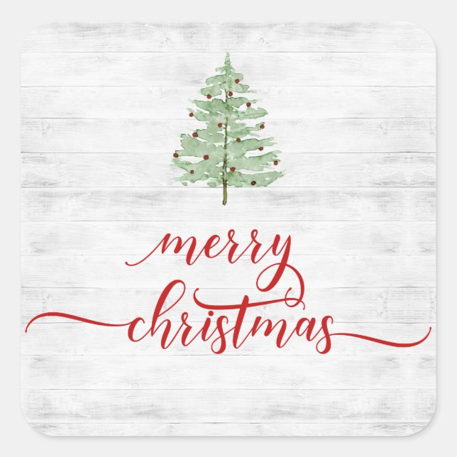 Sticker Carré Ferme Russe Shiplap Blanc Bois Noël (Devant)
