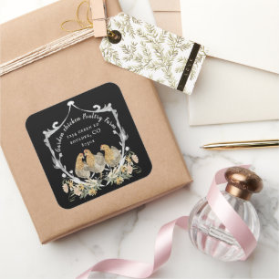 Sticker Carré ferme rustique de l'aquarelle