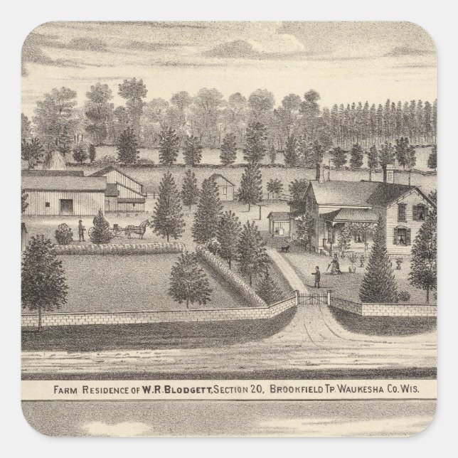 Sticker Carré Fermes et résidences de WR Blodgett & GC Daubner (Devant)