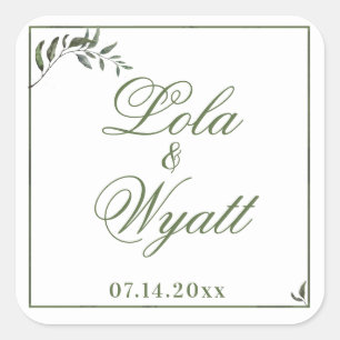 Sticker Carré Fern Green Willow Branch Mariage élégant