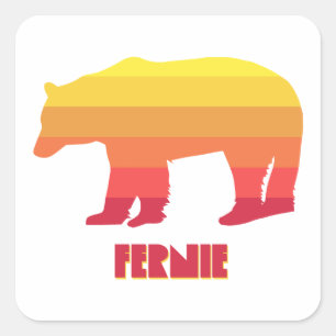 Sticker Carré Fernie Colombie-Britannique Ours arc-en-ciel