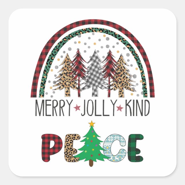 Sticker Carré Festif Joyeux Jolly Genre Joyeux Arbre de Noël (Devant)