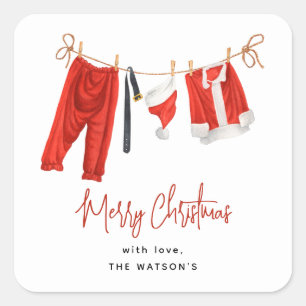 Sticker Carré Festin ligne de vêtements Noël du Père Noël