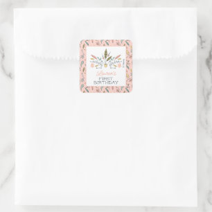 Sticker Carré Festival Minnie Mouse Boho Anniversaire
