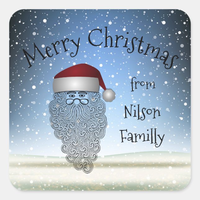 Sticker Carré Festive Chritsmas Party Funny mignon Santa Claus (Devant)