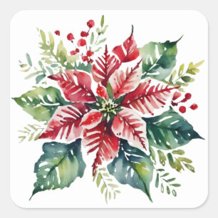 Sticker Carré Festive Green et Red Christmas Holiday
