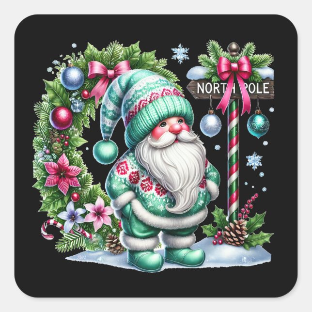 Sticker Carré Festive North Pole gnome (Devant)