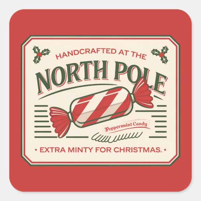 Sticker Carré Festive Pôle Nord poivre Noël (Devant)