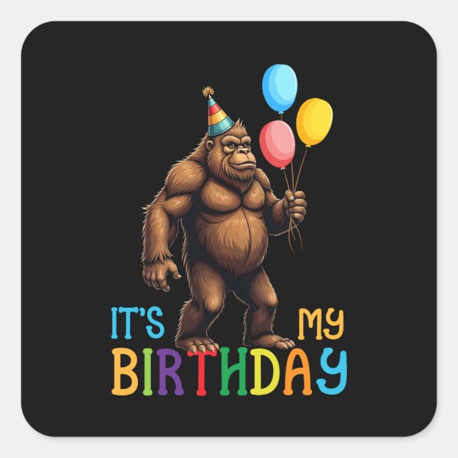 Sticker Carré Fête d’anniversaire de Bigfoot - C’est mon anniver (Devant)