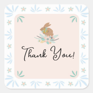 Sticker Carré Fête d'anniversaire 1 an Lapin Animaux Mignon Sucr