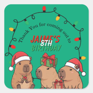 Sticker Carré Fête d'anniversaire aux lumières de Noël de capyba
