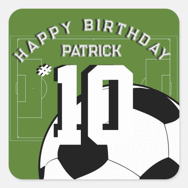 Sticker Carré Fête d'anniversaire de football bannière personnal (Devant)