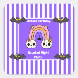 Sticker Carré Fête d'anniversaire de nuit hantée – nuit d'Hallow