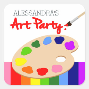 Sticker Carré Fête d'anniversaire de peinture de palette