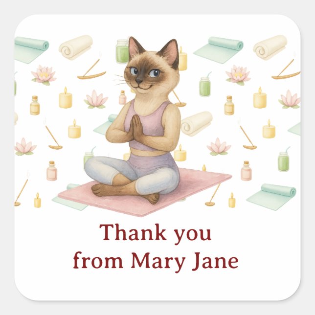 Sticker Carré Fête d'anniversaire de yoga pour Amoureux de les c (Devant)