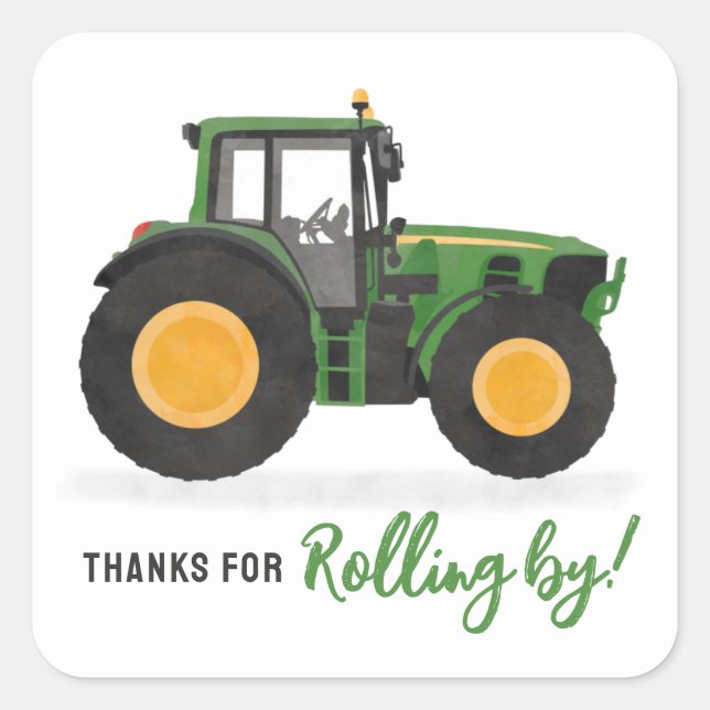 Sticker Carré Fête d'anniversaire du tracteur (Devant)