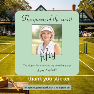 Sticker Carré Fête d'anniversaire élégante de tennis photo pour