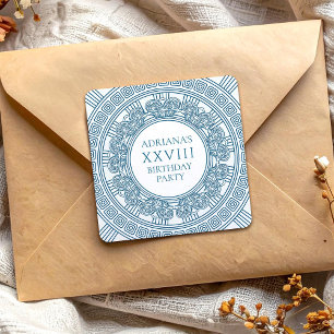 Sticker Carré Fête d'anniversaire en toge bleue