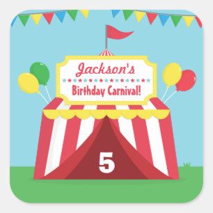 Sticker Carré Fête d'anniversaire pour enfants sur le thème du c