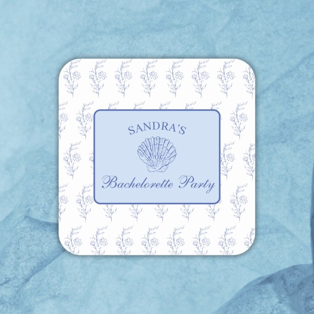 Sticker Carré Fête de Bachelorette de Grand-mère Côtière (COASTAL GRANDMA BACHELORETTE PARTY STICKERS)