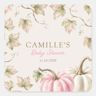 Sticker Carré Fête de bébé automnale pour petite fille