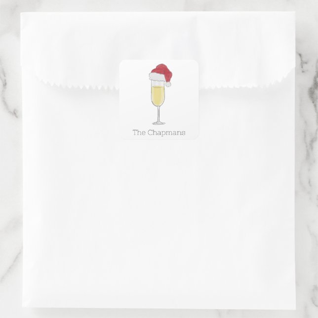 Sticker Carré Fête de champagne Noël Santa Hat (Sac)