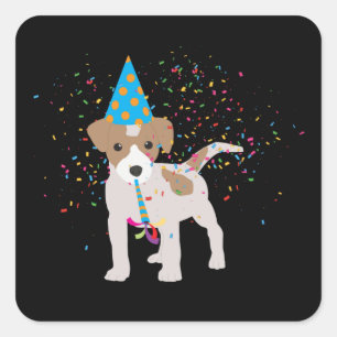 Sticker Carré Fête de chien - Animaux Chiot ayant une fête