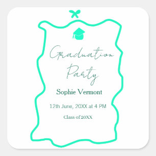 Sticker Carré fête de fin d'études à ruban vert pastel espagnol