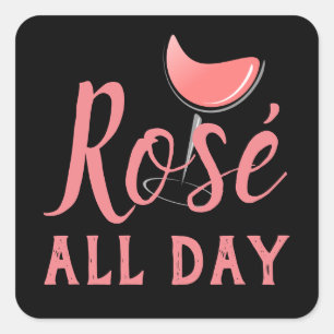 Sticker Carré Fête de la fête du vin rose du rose toute la journ