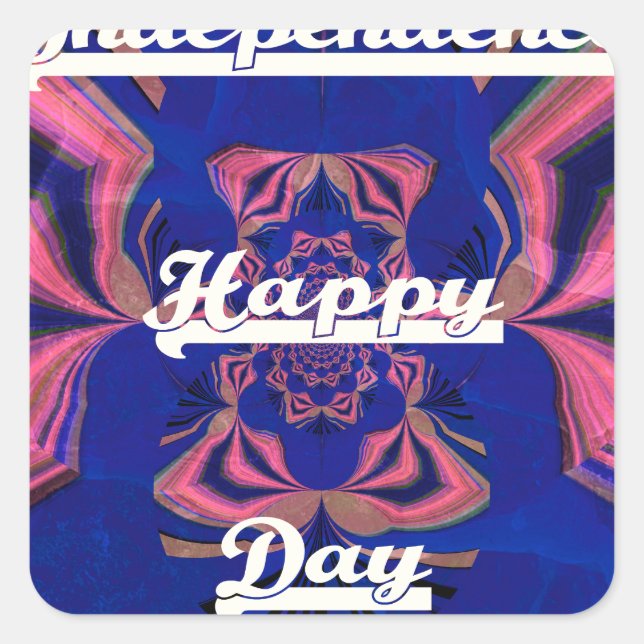 Sticker Carré Fête de l'Indépendance Abstraite Art (Devant)
