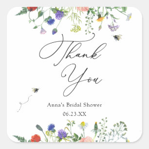 Sticker Carré Fête de mariage abeille fleur sauvage