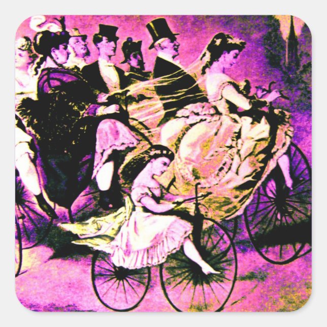STICKER CARRÉ FÊTE DE MARIAGE BLACK ROSE PURPLE (Devant)