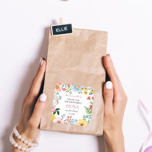 Sticker Carré Fête de mariage champêtre Love in Bloom Remercieme