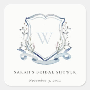 Sticker Carré Fête de mariage de fleur sauvage bleue à l'aquarel