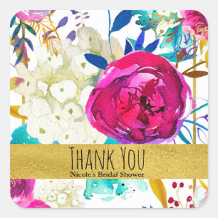 Sticker Carré Fête de mariage floral aquarelle amusante lumineus