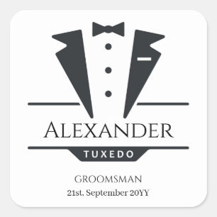 Sticker Carré Fête de mariage Tuxedo Cadeaux Groomsman