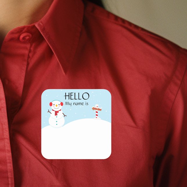 Sticker Carré Fête de Noël Nom du jour férié Balise Homme neige (Créateur téléchargé)