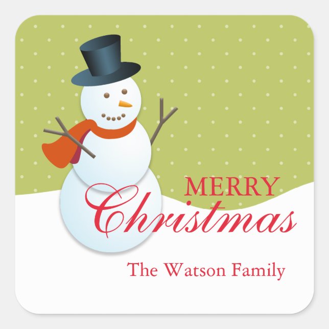 Sticker Carré Fête de Noël vert du snowman nord (Devant)