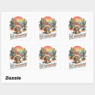 Sticker Carré Fête de retraite western drôle