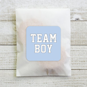 Sticker Carré Fête de Révélation du Sexe de Bébé Team Boy Blue
