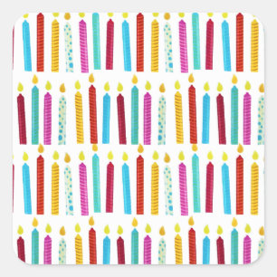 Sticker Carré Fête des bougies Vintages colorées