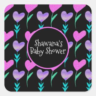 Sticker Carré Fête des cœurs floraux pour bébé le jour de la Sai