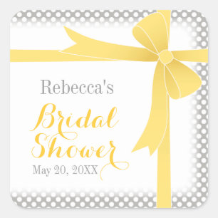 Sticker Carré Fête des mariées à mâchoires et points blancs jaun